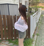 Suede Belt Set Span Denim Shorts