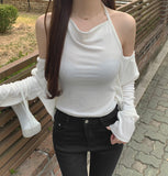 Layered Halterneck Inner Fake Layered Cardigan