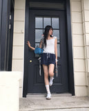 Raffen Banding Color Matching Ribbon Pocket Shorts