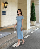 Jelenin Draped Shirred A-line One Piece