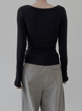 Button Slim V-Neck Tee
