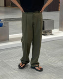 Sharp Linen Wide Banding Pants