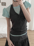 Hazel See-Through Lace Volume Puff Tee