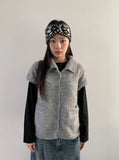 Siduri Hairy Collar Short Sleeve Knit Cardigan