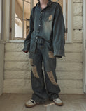 S/S shear damage washed denim pants