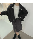 High-Neck Button Zipper Bomber String Jacket