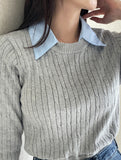 Milo color matching shirt collar cable knit
