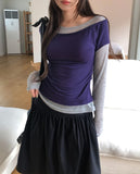 Lizzy Two Tone Layered Tencel Long Sleeve