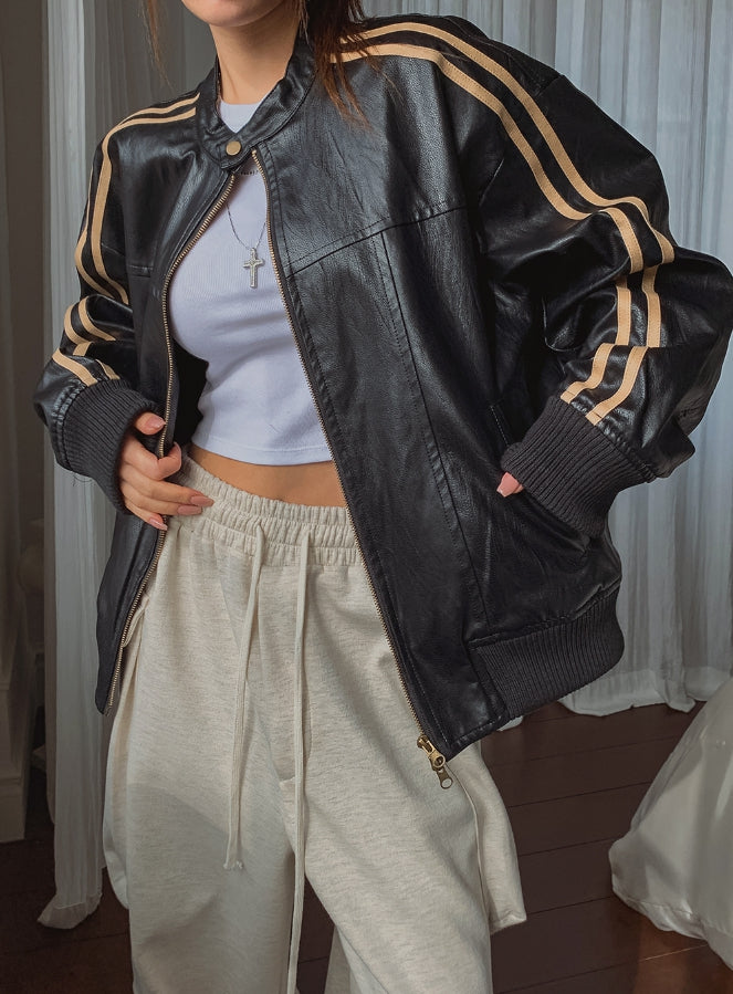 【U LAN】Leafy line biker jacket U LAN (ユーラン) - リーフィラインバイカージャケット / Leafy