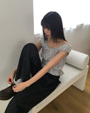[Two Way] Furen Off-Shoulder Shirring Frill Sleeveless Blouse