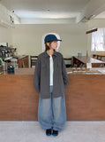 Trad Curved Washed Denim Balloon Wide Pants