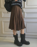 Binp Lace Corduroy Cut Midi Skirt