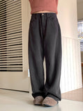 Render wool cut cotton long wide pants