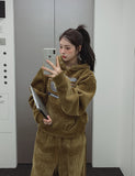 [Mink Brushed] Trust Velvet Corduroy Crop Hood