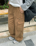 Sren Pintuck Cotton Cargo Wide Pants