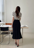 Wish Collar Stripe Color Matching Knit
