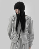 Seld Frill Brushed Hood Zip-Up