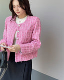 Seibo Round Check Tweed Short Jacket