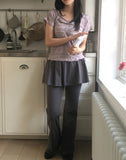 [Fake Layered] Cutin Ribbon Skirt Leggings Pile Skirt Pants