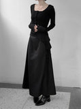Frill Deep Round Neck Long Sleeve Tee