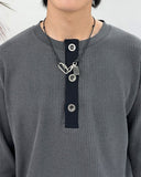 Nera Crop Waffle Henry Neck Tee