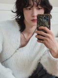 Unbalanced angora zipper knit