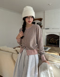 Muted color matching stripe cardigan