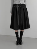 Er Rivet Pintuck Midi Skirt
