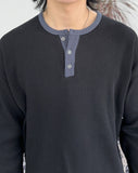 Leto Waffle Henley Neck Ringer Tee