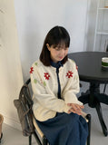 Gella flower embroidery knit cardigan