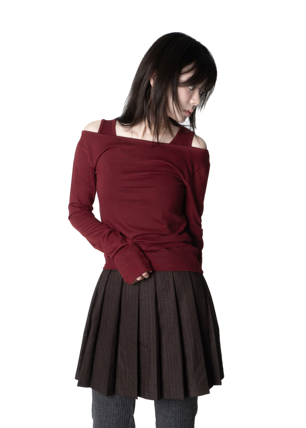 【WOOHWA】STRIPE PINTUCK PLEATS MINI SK WOOHWA (ウーファ) - ストライプピンタックプリーツミニスカート