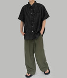 Banded Linen Wide Pants