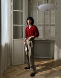 Falling belted wide slacks
