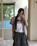 Ktin American Flag Patch Lace Short Sleeve T-Shirt