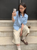 Shudo Pocket Denim Short Sleeve Shirt