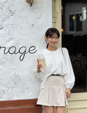 Meringue pintuck shirred blouse
