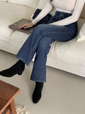 Mikel Span Brushed Two Button Bootcut Denim Pants