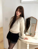 Pimin Angora V-neck long-sleeved knit
