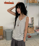 Casane Round Layered Stripe Long Sleeveless