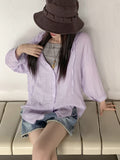 Gelato Summer Boxy See-through Hood Long Sleeve Shirt Cardigan