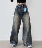Hem Snap Four-Season Banding Long Wide Denim Pants