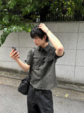 Washing Khaki Crop Shirt