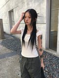 Cowl Layered Halter Ribbon T-Shirt