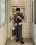 Sloped Wool One-Tuck Wide Slacks