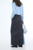 Poled Maxi Long Skirt