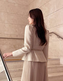 Roche Square Peplum Tweed Jacket
