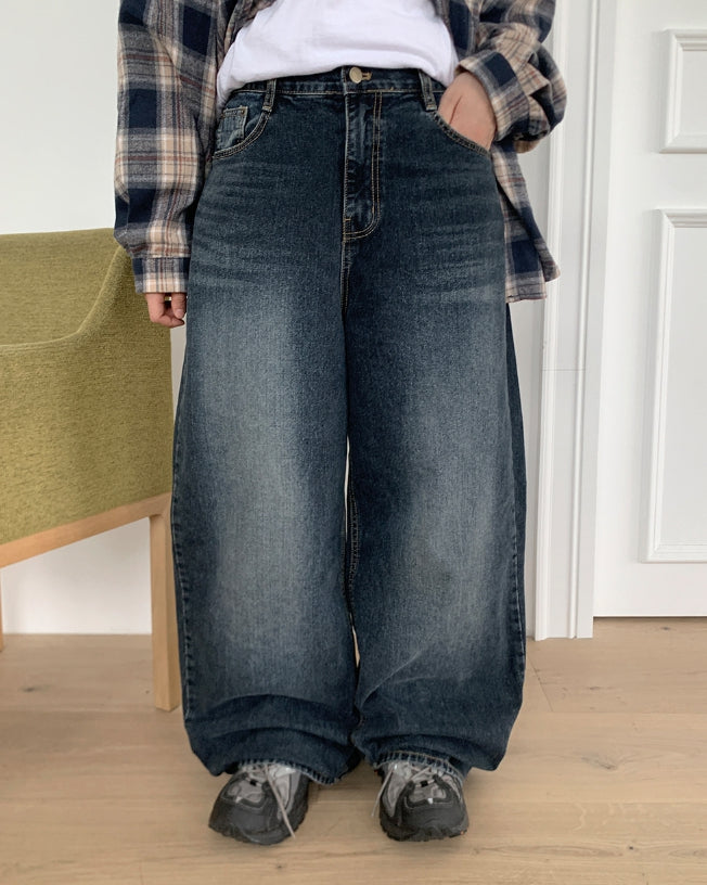 【BAON】Porui Washing Wide Denim Pants BAON (バオン) - フォルイウォッシングワイドデニムパンツ