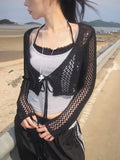 Berin Short Vintage Mesh Knit Cardigan