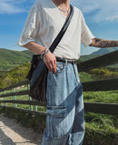 Dust washing cargo denim pants