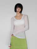 SHEER V-NECK LONGSLEEVE